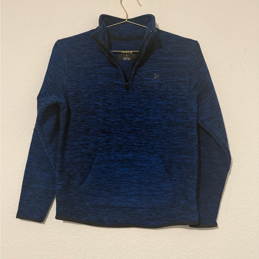 Hurley Boys Fleece‎ 1/4 Zip Blue and Black Sweatshirt - Size Large
